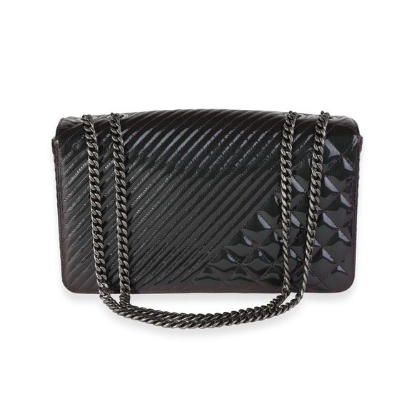 Chanel Metallic Purple Quilted Patent Leather Large Coco Boy Flap Bag - Picture 3 of 8